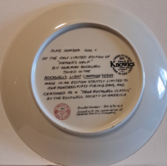 Norman Rockwell "Father's Help" collector plate Knowles China Third in series - Picture 2 of 2
